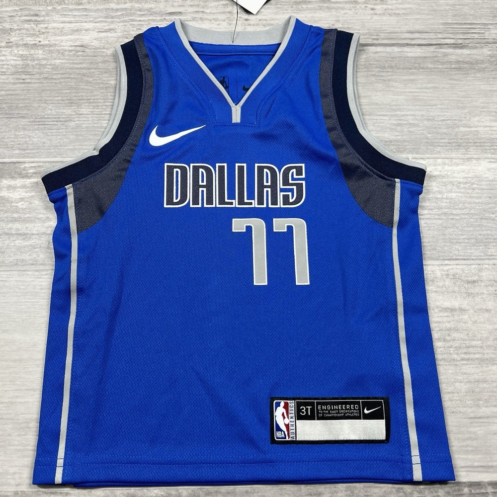 Nike Engineered Luka Doncic Blue Dallas Mavericks NBA Jersey #77 Kids‎ Unisex 3T